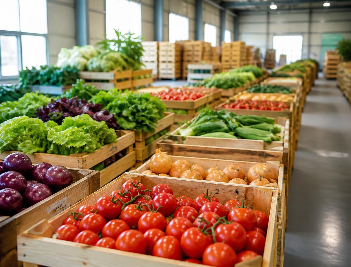 Hortifrúti selecionado em caixas
