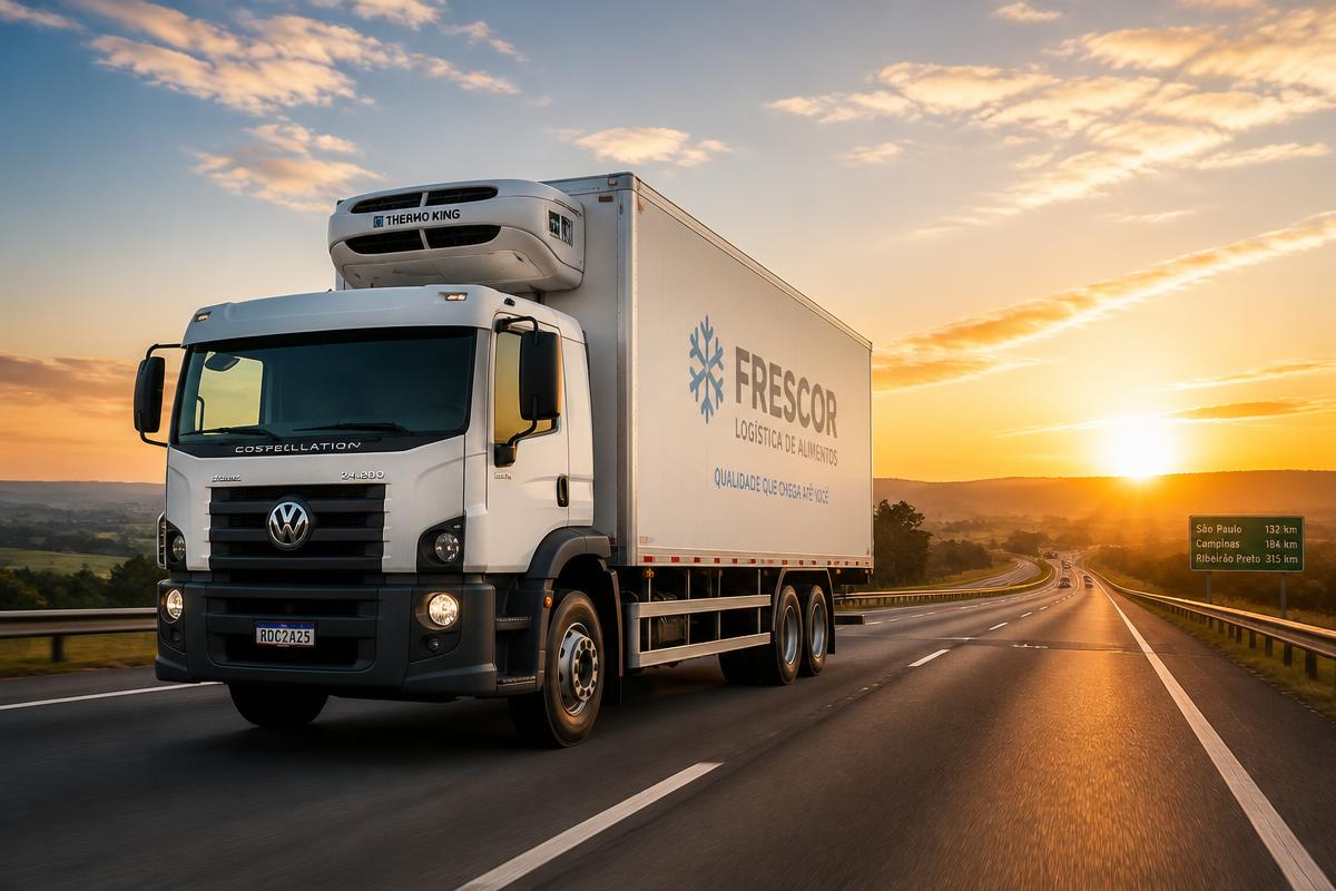 Caminhão de entrega em rodovia